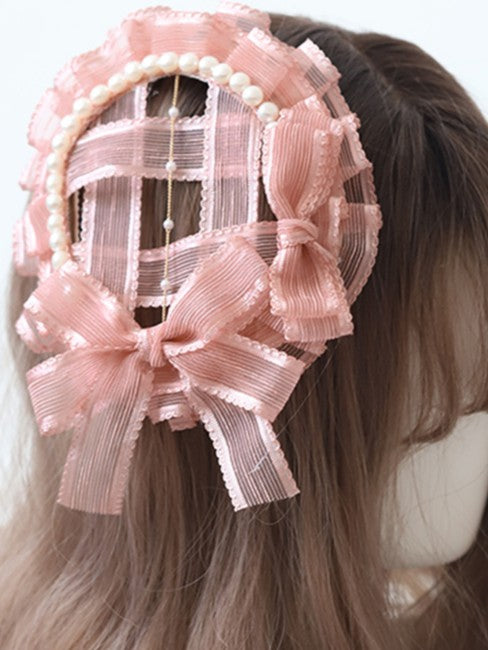 Details Bowknot Lolita With Mini Hat Bead Pink Sweet