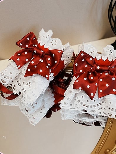 5 Color Dot Wrist – Options Bow Cuffs Polka with Sweet Lolita