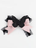 Lace Hairclip Pink Lolita Butterfly Black Bowknot Sweet-Edgy