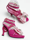 High Heart-shaped Red Gyaru Heels Sandals Rose Fashion