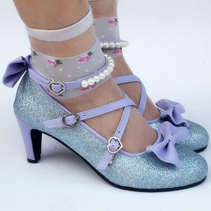 Bow SP168016 Mermaid Shoes Blingbling Blue Custom Made