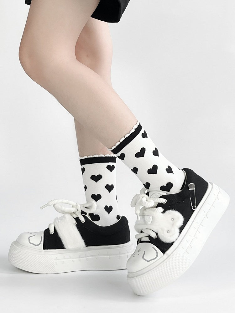Print White Puppy Y2K Black Shoes Platform -