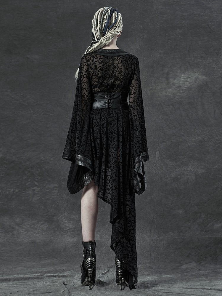 Gothic Asymmetrical Black Kimono