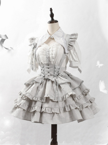 Lace-up Skirt Frill Silver Gothic