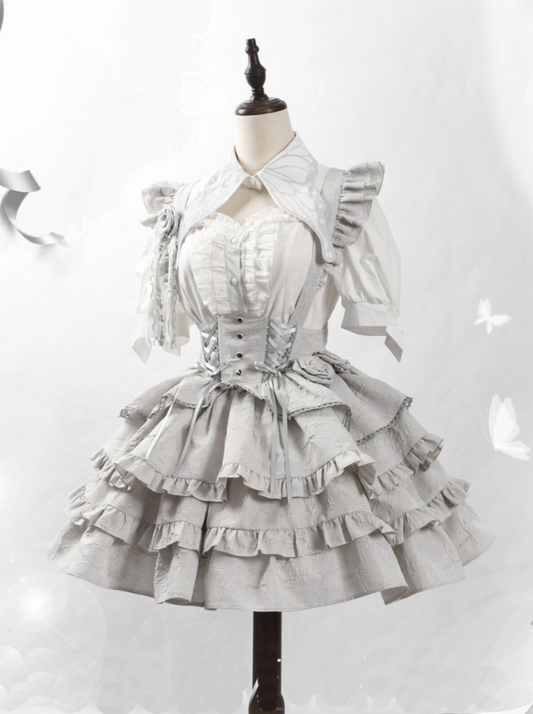 Lace-up Skirt Frill Silver Gothic
