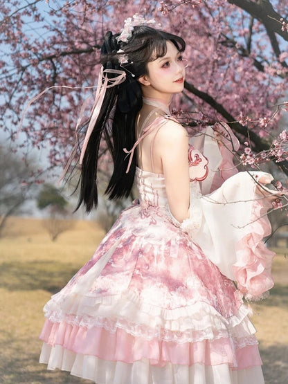 Flower Detachable 4 Hairclips Bell With Sleeves Pink