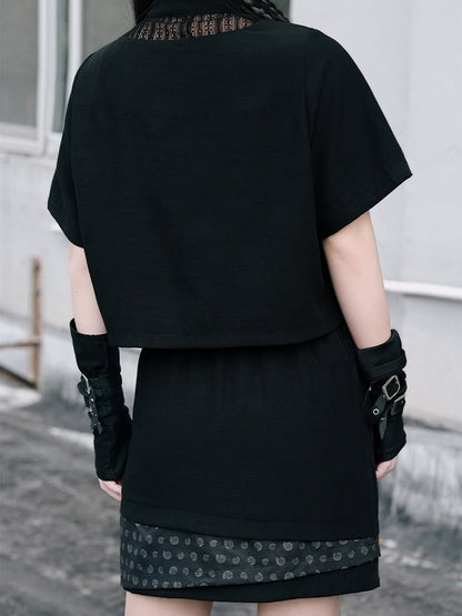 Gothic Asymmetric Layered Patch Skirt with Shell Motif - Quirky Hut