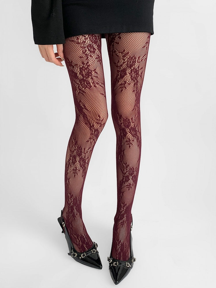 Tights Fishnet Floral Lace Pattern 5 Colors