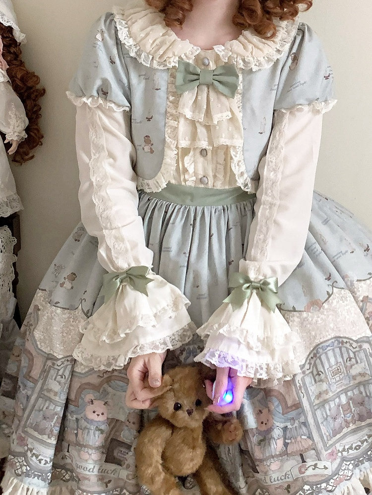 グリーン/ベージュの蝶結びの取り外し可能な袖