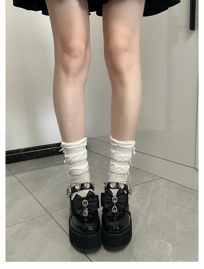 Bow with Mid-Calf Option Socks Triple-Layer 6 Balletcore Details Colors