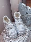 Details Plateau Strass Riemen Jirai Spitze Criss-Cross Kei mit Heels: Kaiwai Hellblau Schnalle Tenshi