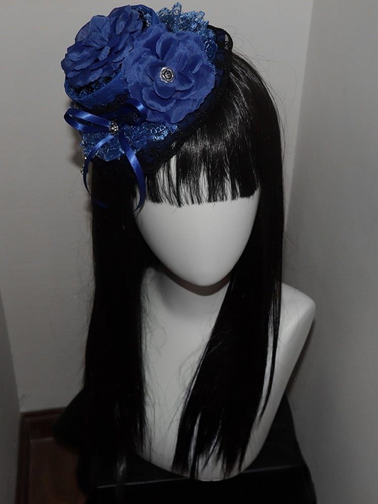 装飾トリムデザイン 蝶結びレース ミニブルーハット 花柄