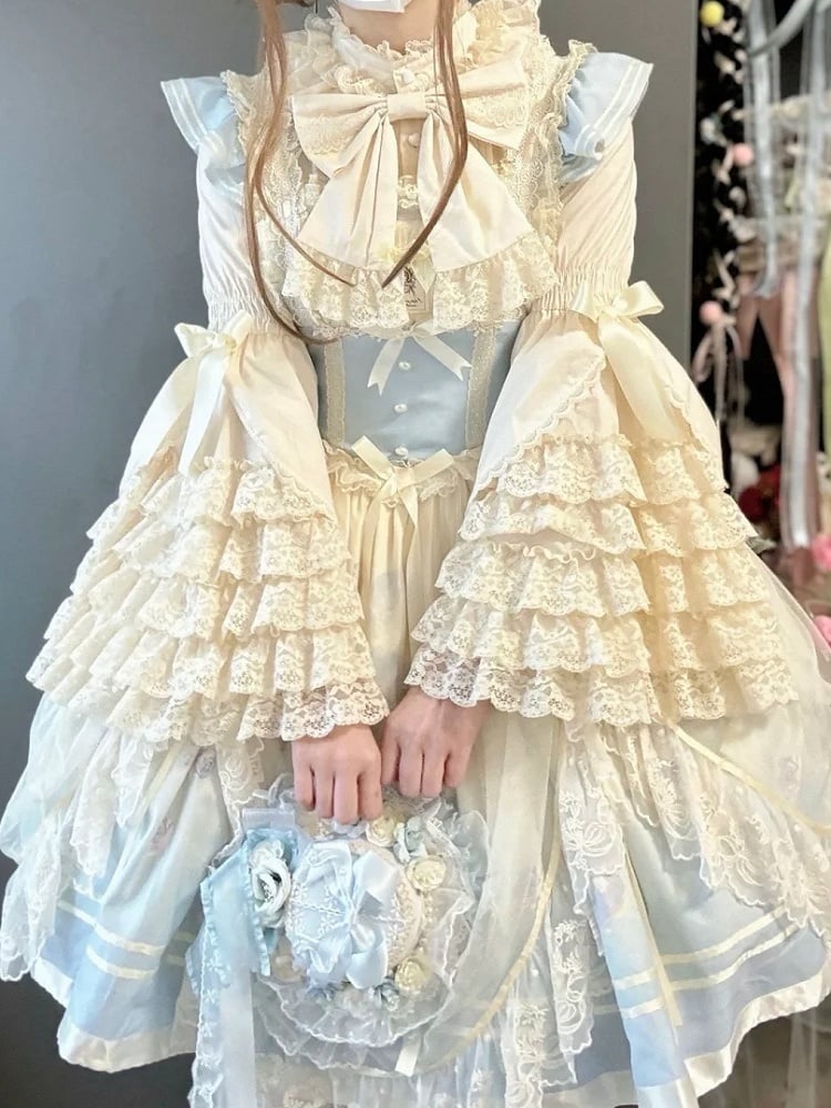 Lace Bell Blouse Layered Lolita Gorgeous Beige Sleeves