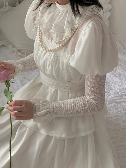 Collar Puff Blouse Sleeves Ruff White Lolita