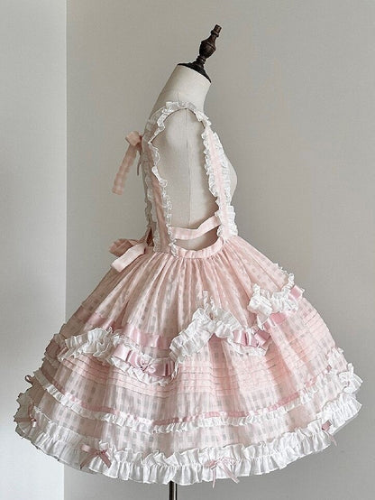 Rose Checkered Multi-Tier Bow Lolita Jumperdress