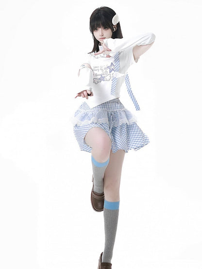 White Button Angel Armwear Accent Wing Blue/Pink