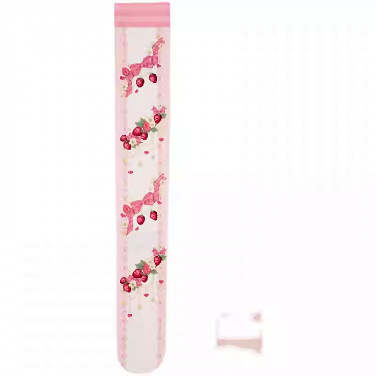 Rosa Lolita-Overknee-Strümpfe mit Erdbeer- und Schleifenmuster