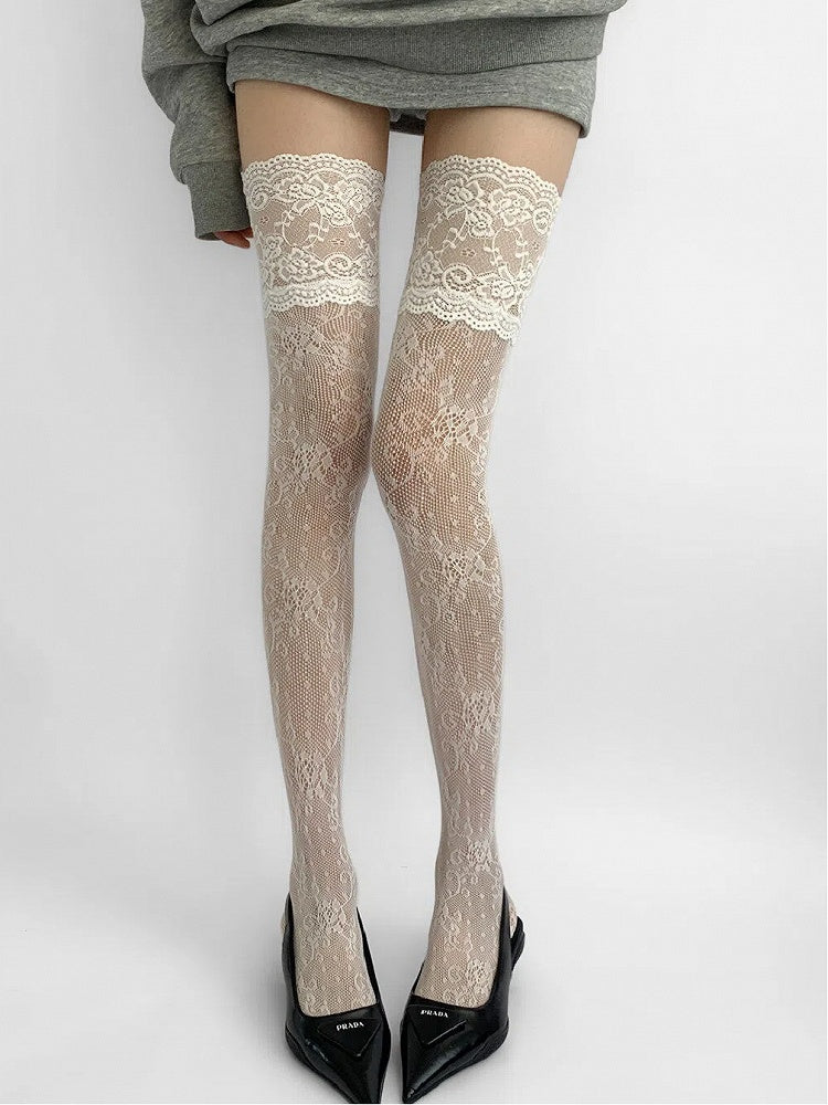 Stockings Colors) Lace (2 Thigh-High Floral