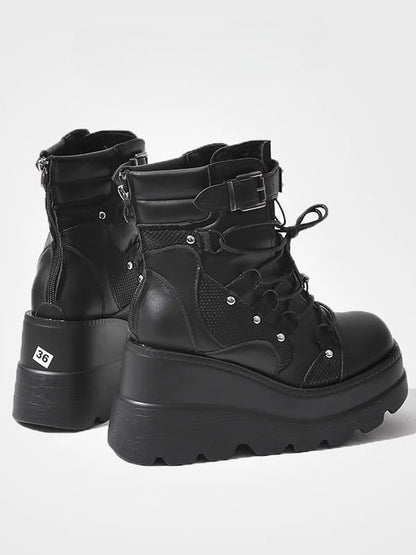 - Style in Boots Ankle Closure Platform Black Lace-up Gothic