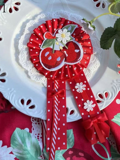 Cherry/Strawberry/Cake Options Details Pattern Polka-dot 7 Applique Bowknot Brooch/Hairclip