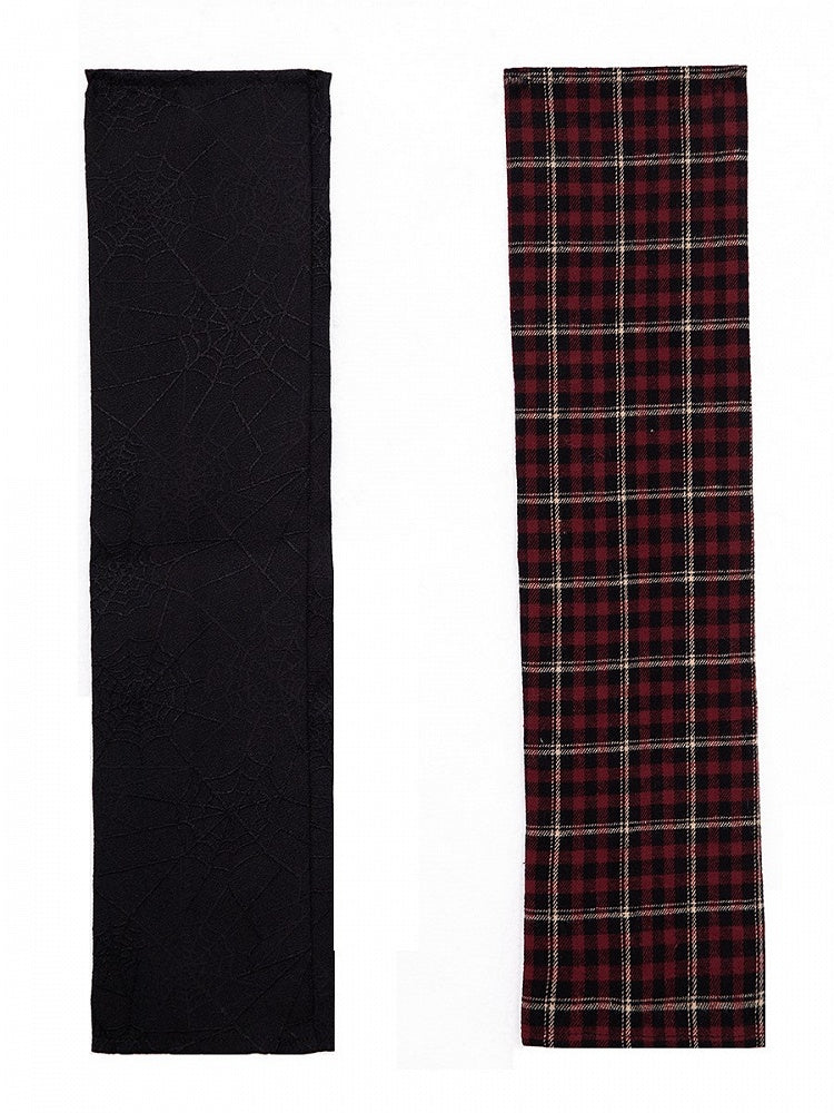 Plaid Punk Detachable Sleeves Black Red Lolita