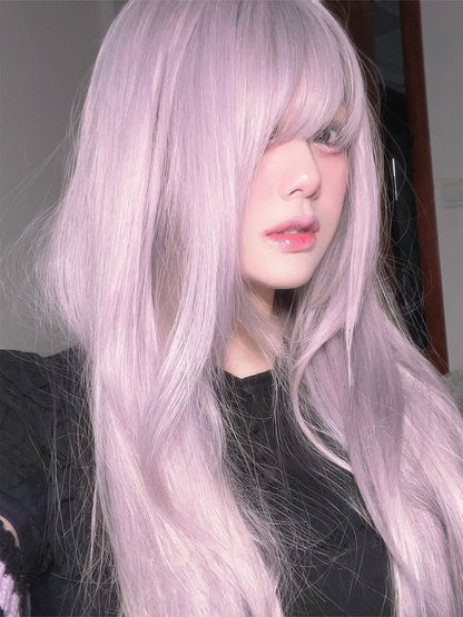 ストレートウィッグ 前髪あり エア付き パープル 65cm