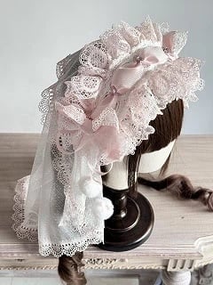 Multi-Color Head (Pom-Pom Lace with Veil Lolita Hairband Accents)