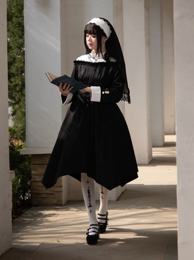 Puzzled Original Neck Dress Design Gothic