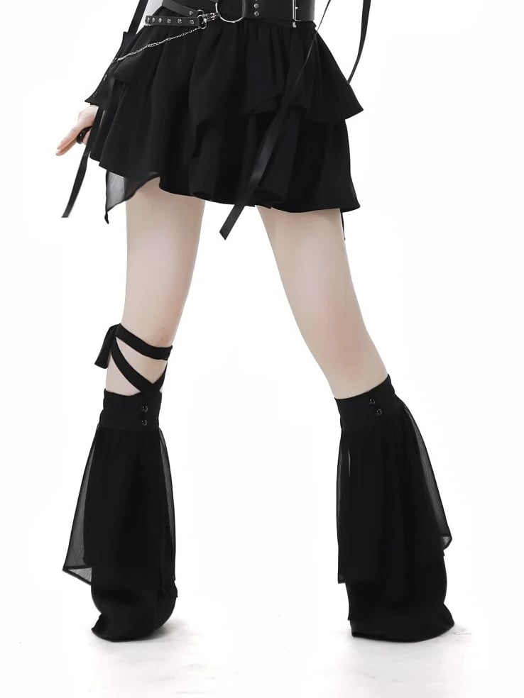 Warmers With Black Tulle Leg Overlay