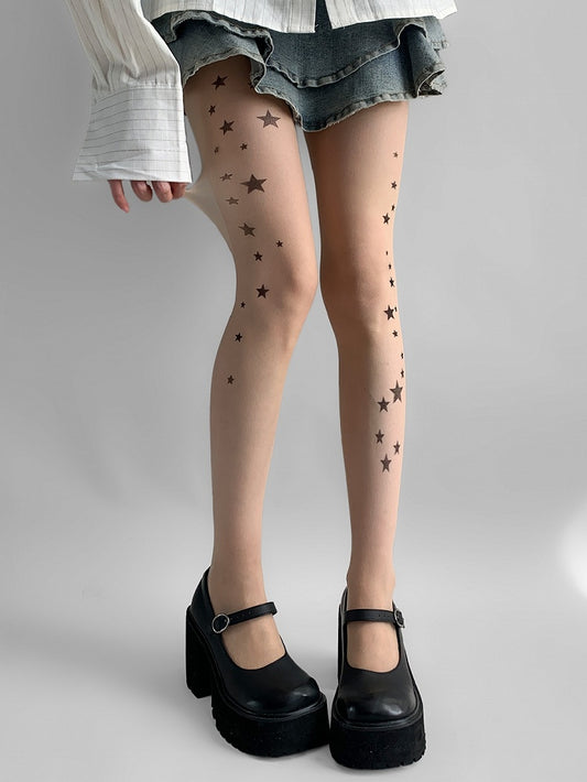 Tights Nude Print Star