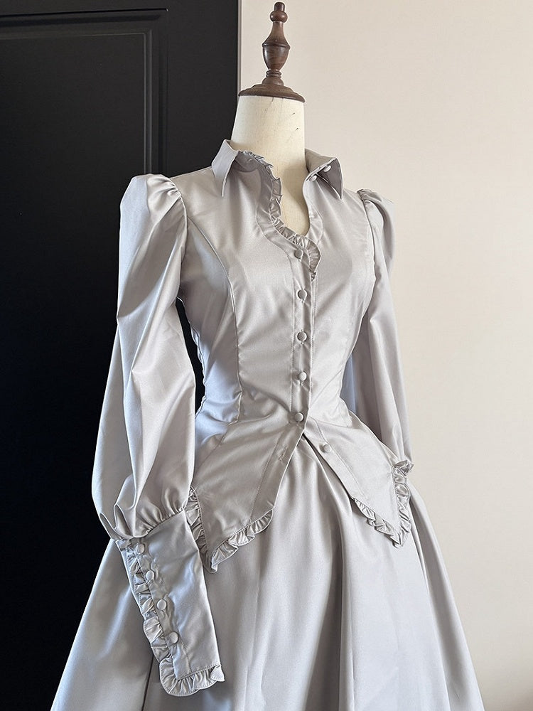 Lolita Long Gothic Gray Sleeves Shirt Light