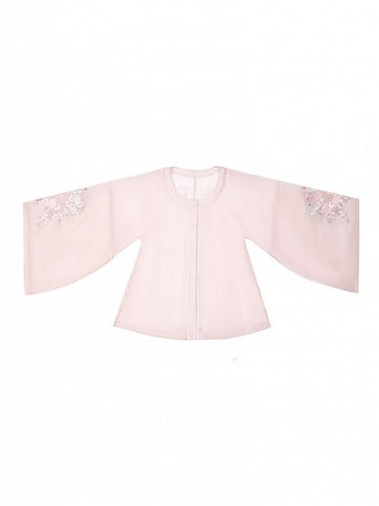Chinoiserie Pink Lolita Bell-Sleeve Embroidery Top - Yimu Walnut