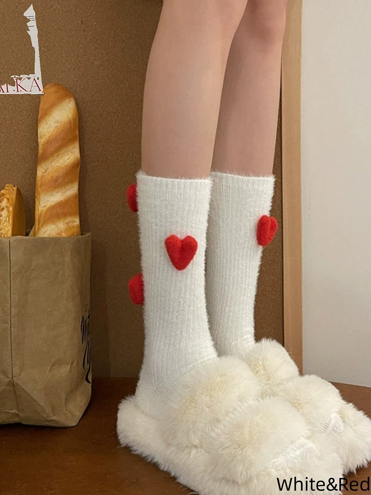 Socks Decorated Heart Colors Warm Fuzzy 5