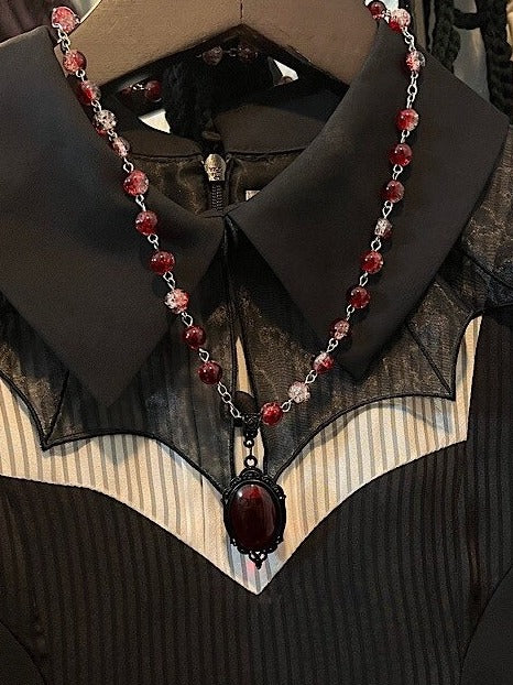 Gothic Rhinestone Pendant Beaded Necklace 3 Colors