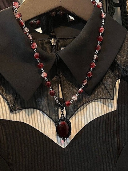 Gothic Rhinestone Pendant Beaded Necklace 3 Colors