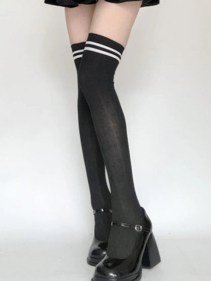Striped Stockings Colors) (2 Preppy Cable-Knit