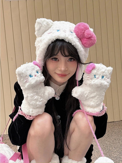 Kitty Plush Gloves Fingerless