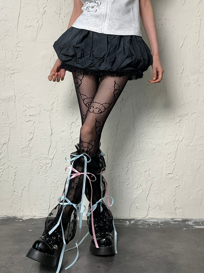 Ärmel Schwarze Y2K-Beinriemen aus Spitze zum Selbstbinden