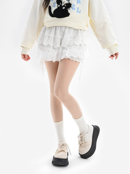 ホワイトレースティアードミニスカート