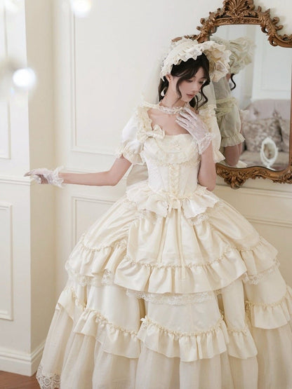 Rosette Corset Boned Embroidery Beige Belt