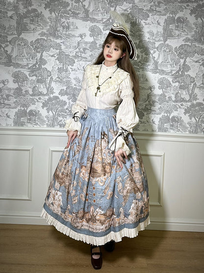 Lolita Print Corset Waist Pirate Belt Ship Blue Skirt