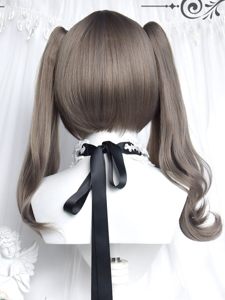 Wigs Short Wavy With Clips Ponytails Claw Two Grey
