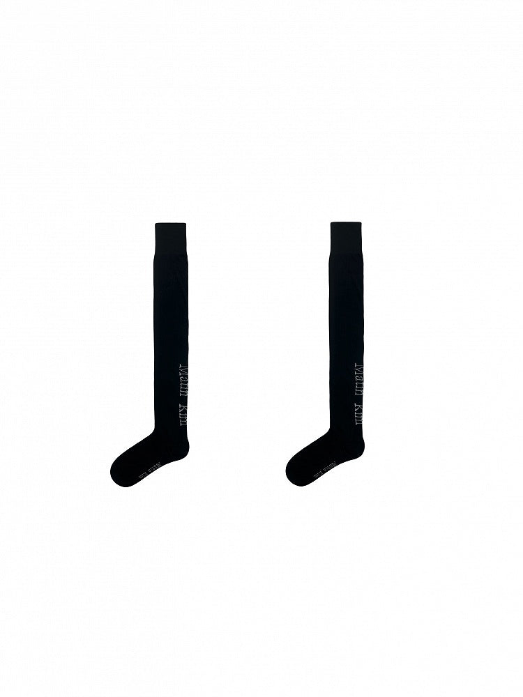 Weiß/Schwarz bedruckte Overknee-Strümpfe