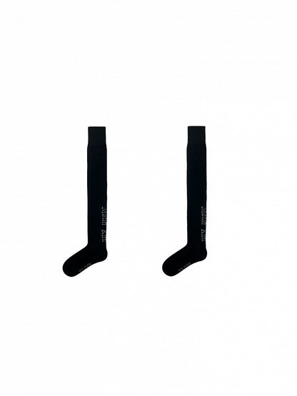 Weiß/Schwarz bedruckte Overknee-Strümpfe