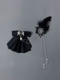 Accents Gothic Bat with Tie Motif Black Lolita Bow and Feather