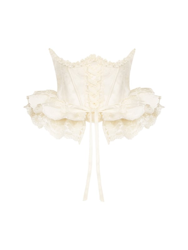 Rosette Corset Boned Embroidery Beige Belt