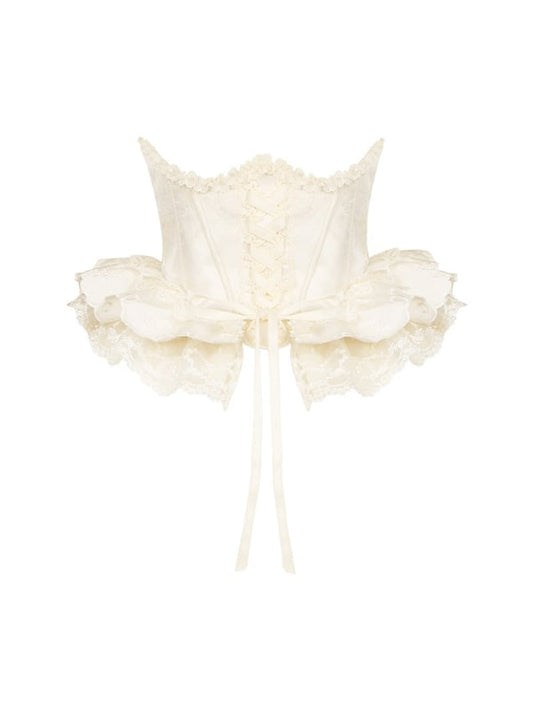 ロゼットコルセット ボーン刺繍 ベージュベルト