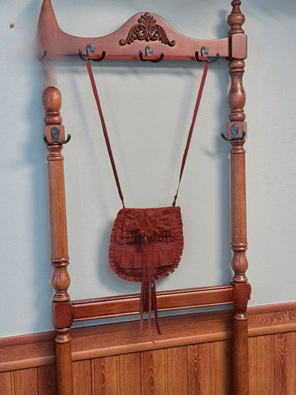 クロスボディパープルバッグベージュレッド/ブラック