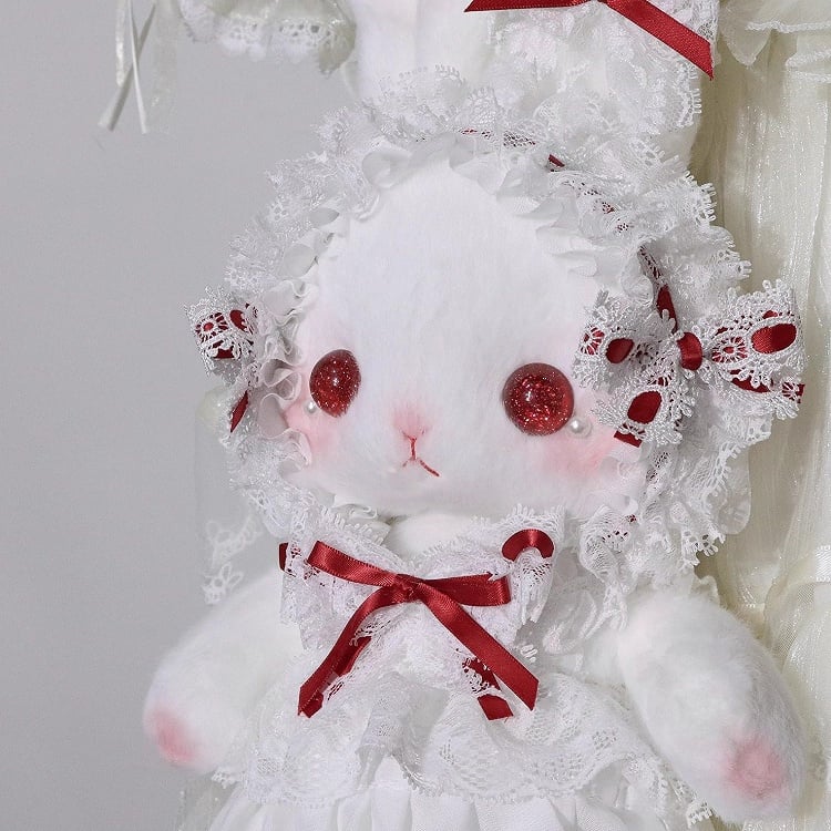Convertible Standing-eared Bag Bunny with White Details Bowknot Red Cute Strap