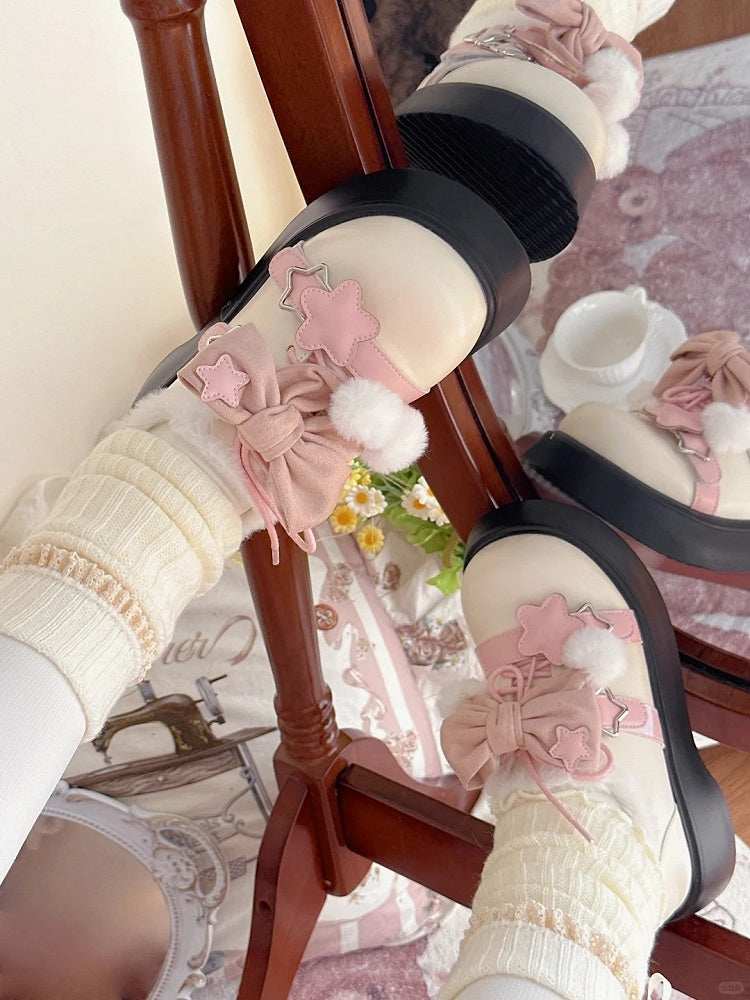 Accents Winter Star Fleece-Lined Sweet Beige Pink - Plateauschuhe